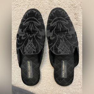 Dolce & Gabbana Men's Velvet Slides -Leather Sandals